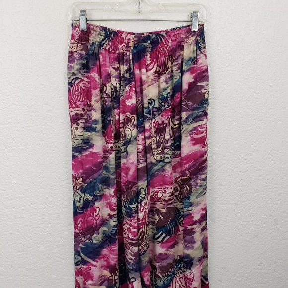 Gone Troppo Women's Sz Large Tie Dye Harem Buttoned Hem Boho Baggy Pants - Picture 3 of 14